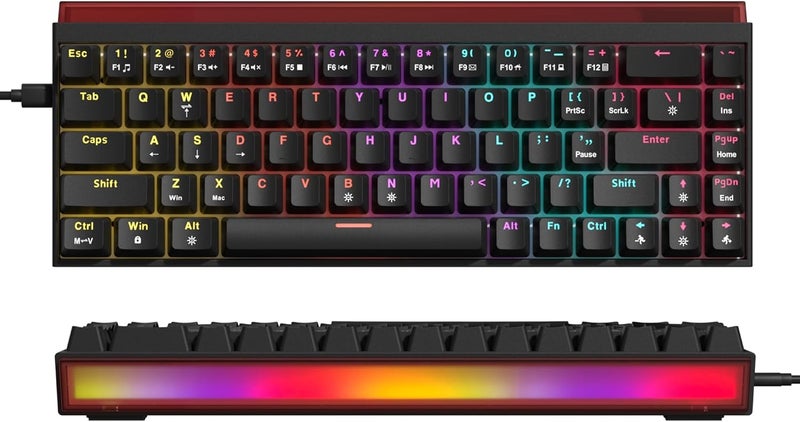 Womier 60% Keyboard Gaming with Light Box, Wired Mechanical Keyboard with MCA Keycaps, OEM Profile, Programable, 64 Keys Hot Swap RGB Cream Custom Key Board for PC Computer Win/MAC (WK68 PRO-Black) - Image 1